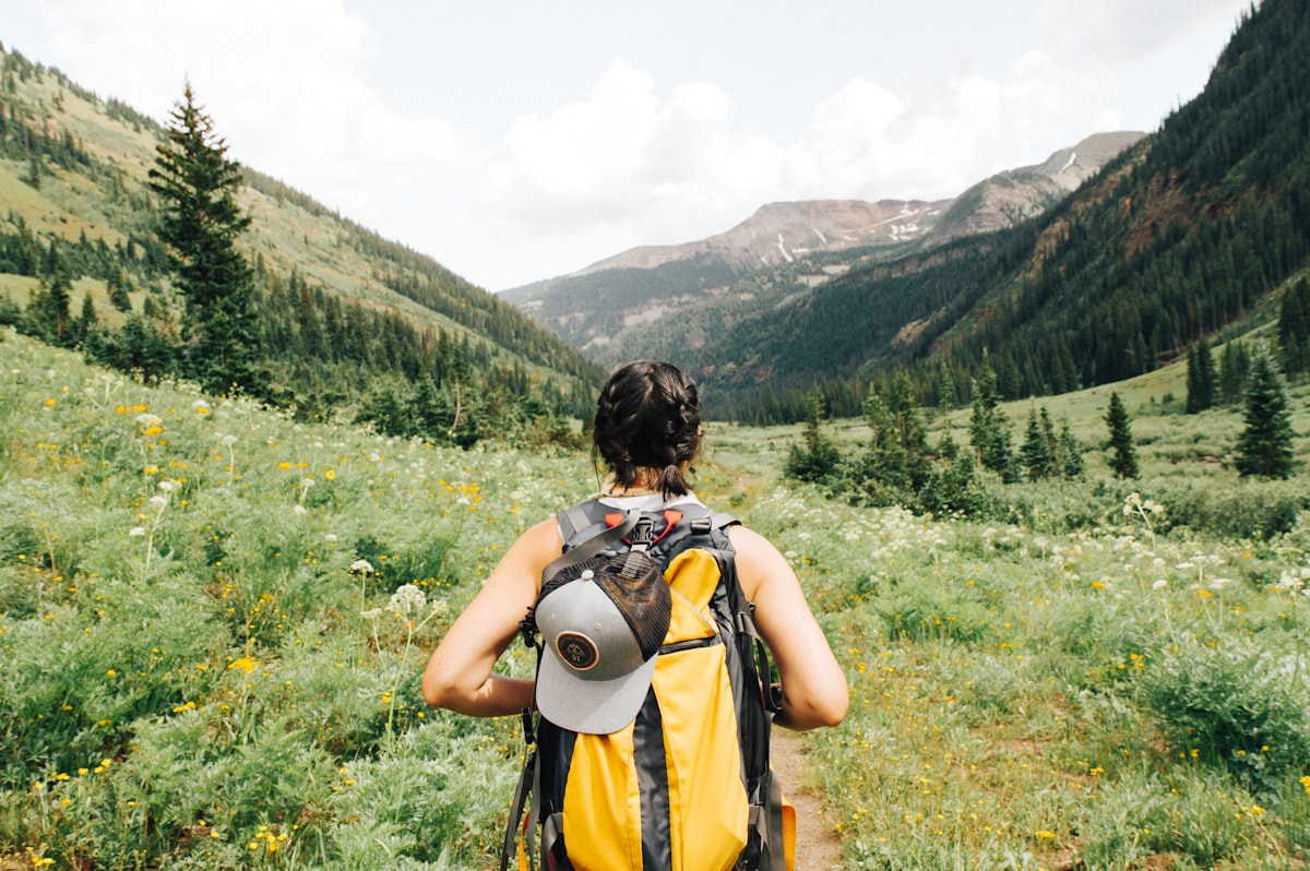 Male traveler exploring a scenic mountain landscape